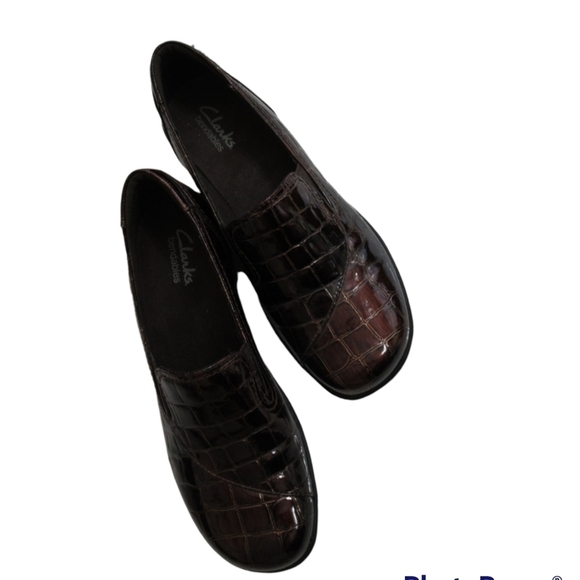 Clarks Bendables Patent Croc Embossed Loafers Shoes 38634 - Picture 1 of 14